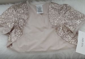 NWT David's Bridal Gold Sequin Mesh Shrug, Size L